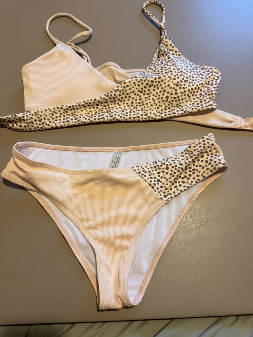 Neutral Beige Bikini Set with Speckled Accent